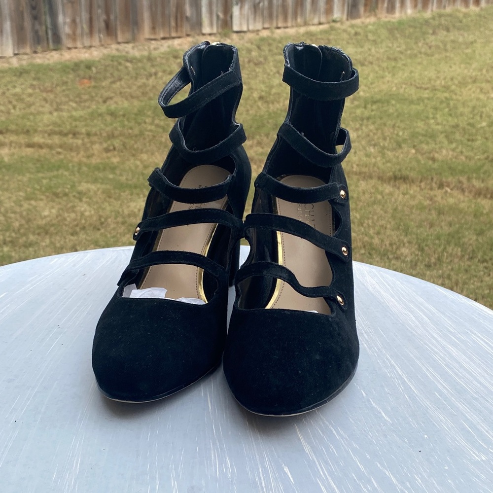 Michael Shannon Elegant Black suede Strappy Heels size 12 - Picture 2 of 5